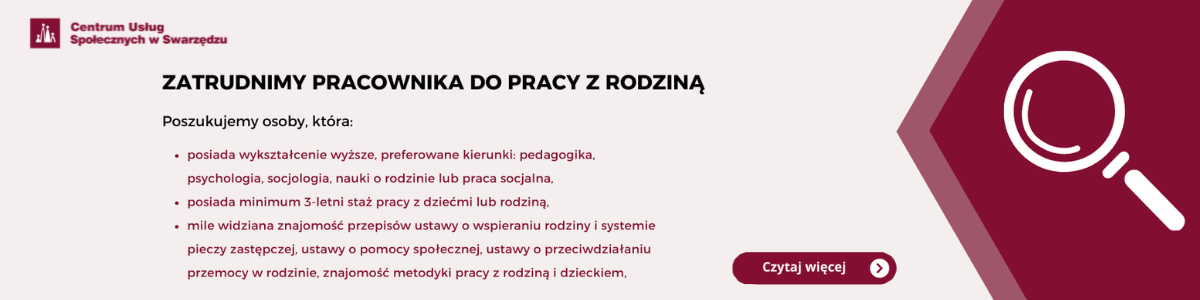 infomracja o poszukiwaniu osoby do pracy z rodziną