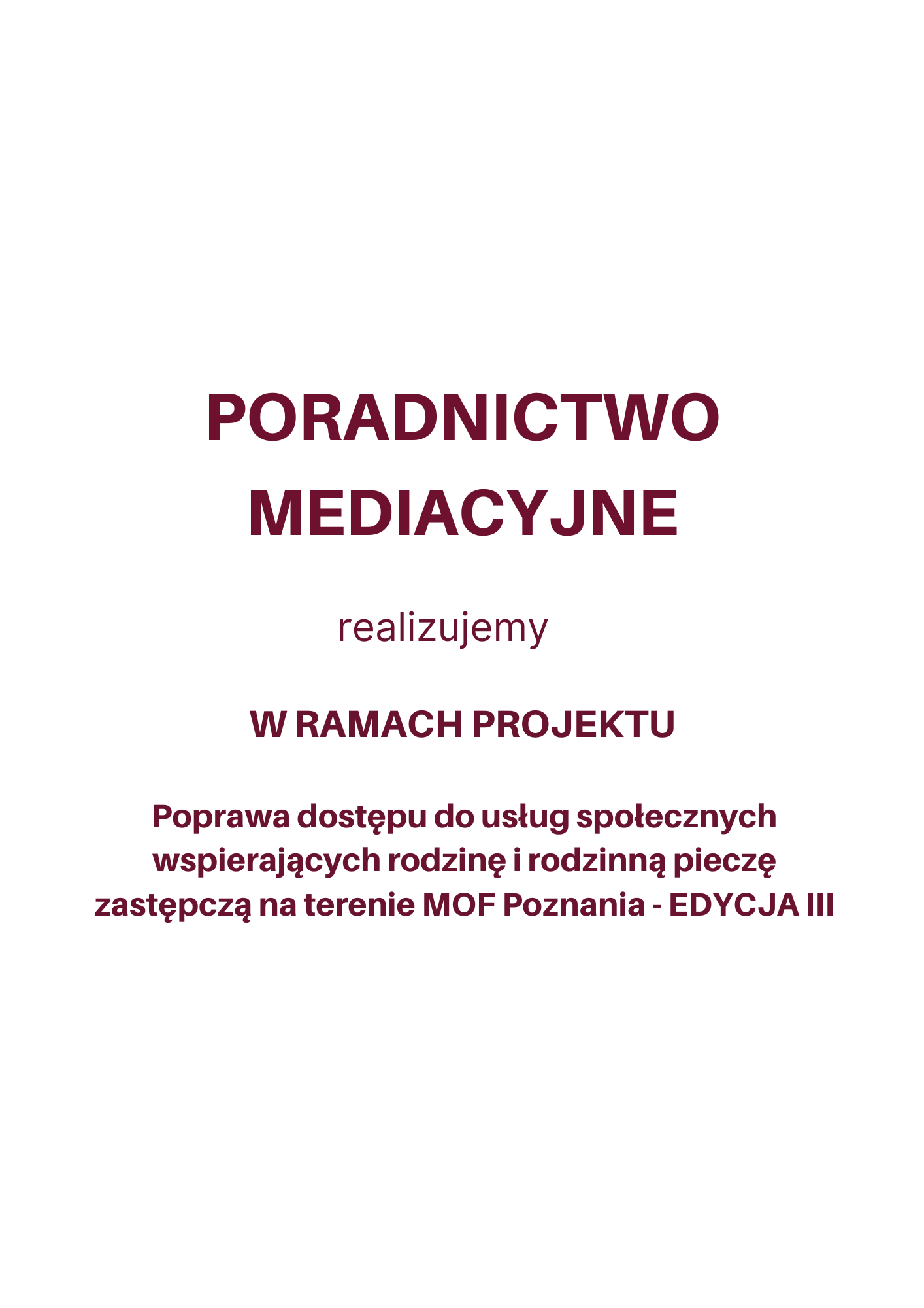 Plakat dotyczący poradnictwa mediacyjnego w Centrum Usług Społecznych.