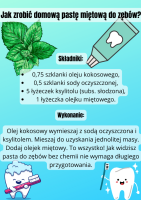 Jak zrobiÄ domowÄ pastÄ do zÄbÃ³w o smaku miÄtowym SkÅadniki 0,75 szklanki oleju kokosowego, 0,5 szklanki sody oczyszczonej, 5 ÅyÅ¼eczek ksylitolu, 1 ÅyÅ¼eczka olejku miÄtowego. Wykonanie Olej kokoso