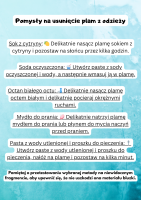 PomysÅy na usuniÄcie plam z odzieÅ¼y Sok z cytryny: ð Delikatnie nasÄcz plamÄ sokiem z cytryny i pozostaw na sÅoÅcu przez kilka godzin. Soda oczyszczona: ð¥¤ UtwÃ³rz pastÄ z sody oczyszczonej i wody, a nastÄpnie wmasuj jÄ w plamÄ. Octan biaÅego octu: ð¶ Delikatnie nasÄcz plamÄ octem biaÅym i delikatnie pocieraj okrÄÅ¼nymi ruchami.  MydÅo do prania: ð§¼ Delikatnie natrzyj plamÄ mydÅem do prania lub pÅynem do mycia naczyÅ przed praniem. Pasta z wody utlenionej i proszku do pieczenia: ð¥ UtwÃ³rz pastÄ z wody utlenionej i proszku do pieczenia, naÅÃ³Å¼ na plamÄ i pozostaw na kilka minut. PamiÄtaj o przetestowaniu wybranej metody na niewidocznym fragmencie, aby upewniÄ siÄ, Å¼e nie uszkodzi ona materiaÅu bluzki.