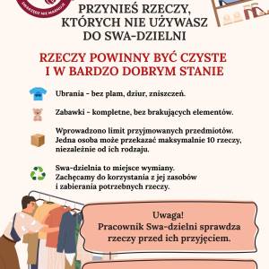 Plakat przedstawiający podstawowe zasady obowiązujące w Swadzielni.