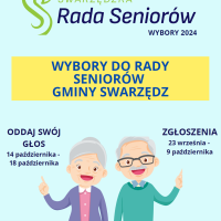 plakat informujacy o wyborach do rady seniorów