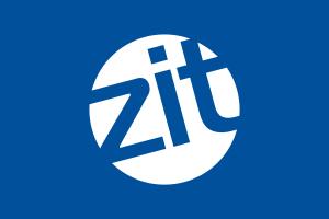 Baner przedstawia logotyp Zintegrowanych Inwestycji Terytorialnych. Na niebieskim tle umieszczono biały okrąg, w który wpisano niebieskie litery zit.