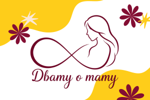 Baner informacyjny. Na białym tle umieszczono zarys kobiecej postaci, której kreska przechodzi w znak nieskończoności. 